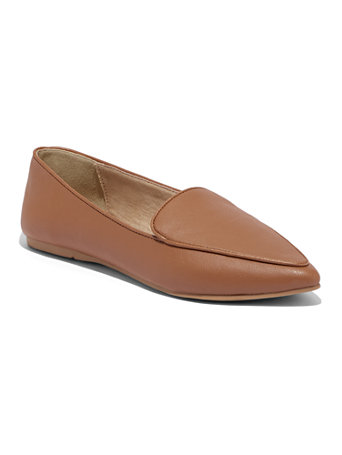 Faux-Leather Pointed-Toe Loafer