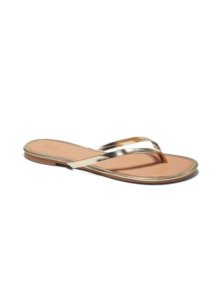 Faux-Leather Trim Flip-Flop Sandal